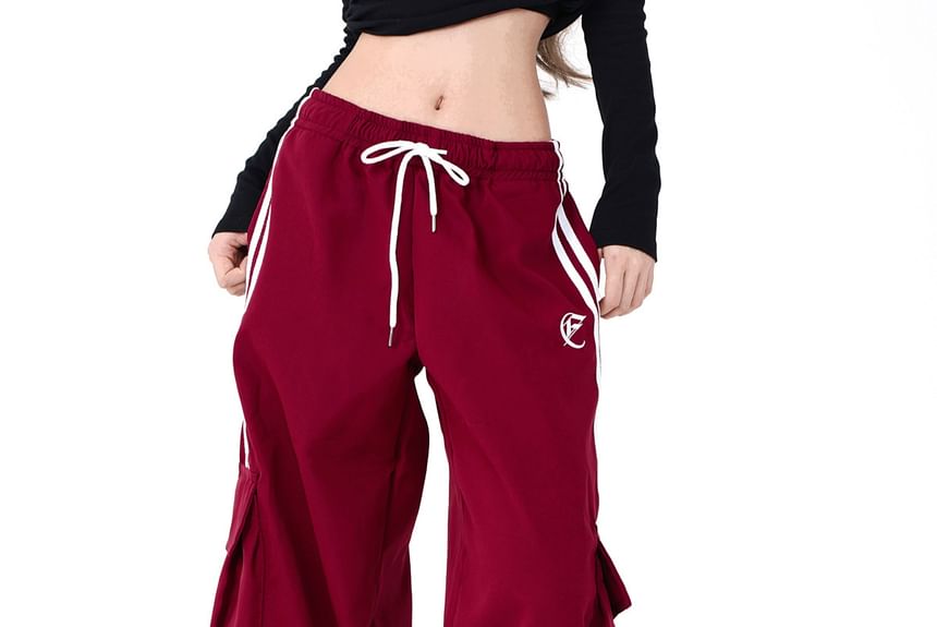 Rosesand - Lage taille, gestreepte, losse, wijde joggingbroek met zakken