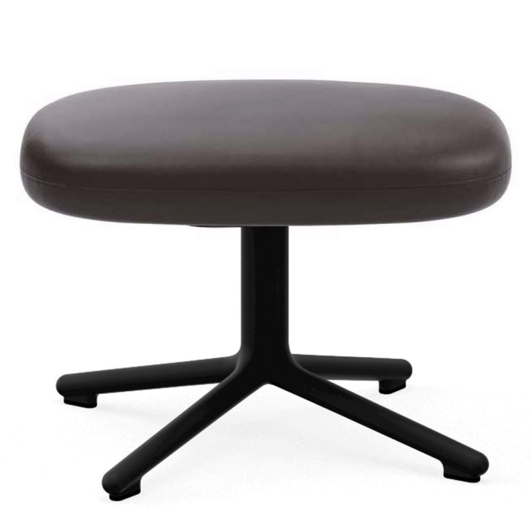 Normann Copenhagen Era Footstool Swivel voetenbank met zwart onderstel, Ultra Leather 41589
