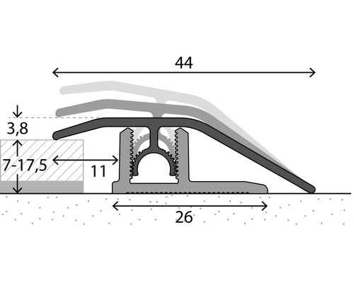 Aluminium Sahara geanodiseerd adapterprofiel 10x44x1000 mm