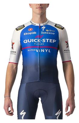 Maillot Manches Courtes Castelli Aero Race 6.1 Quick Step 2022 Bleu / Blanc