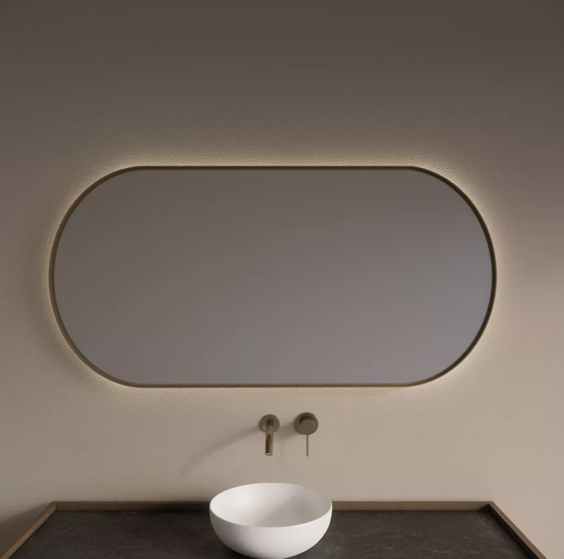 Gliss Design Aura spiegel met LED-verlichting 100x70cm mat goud