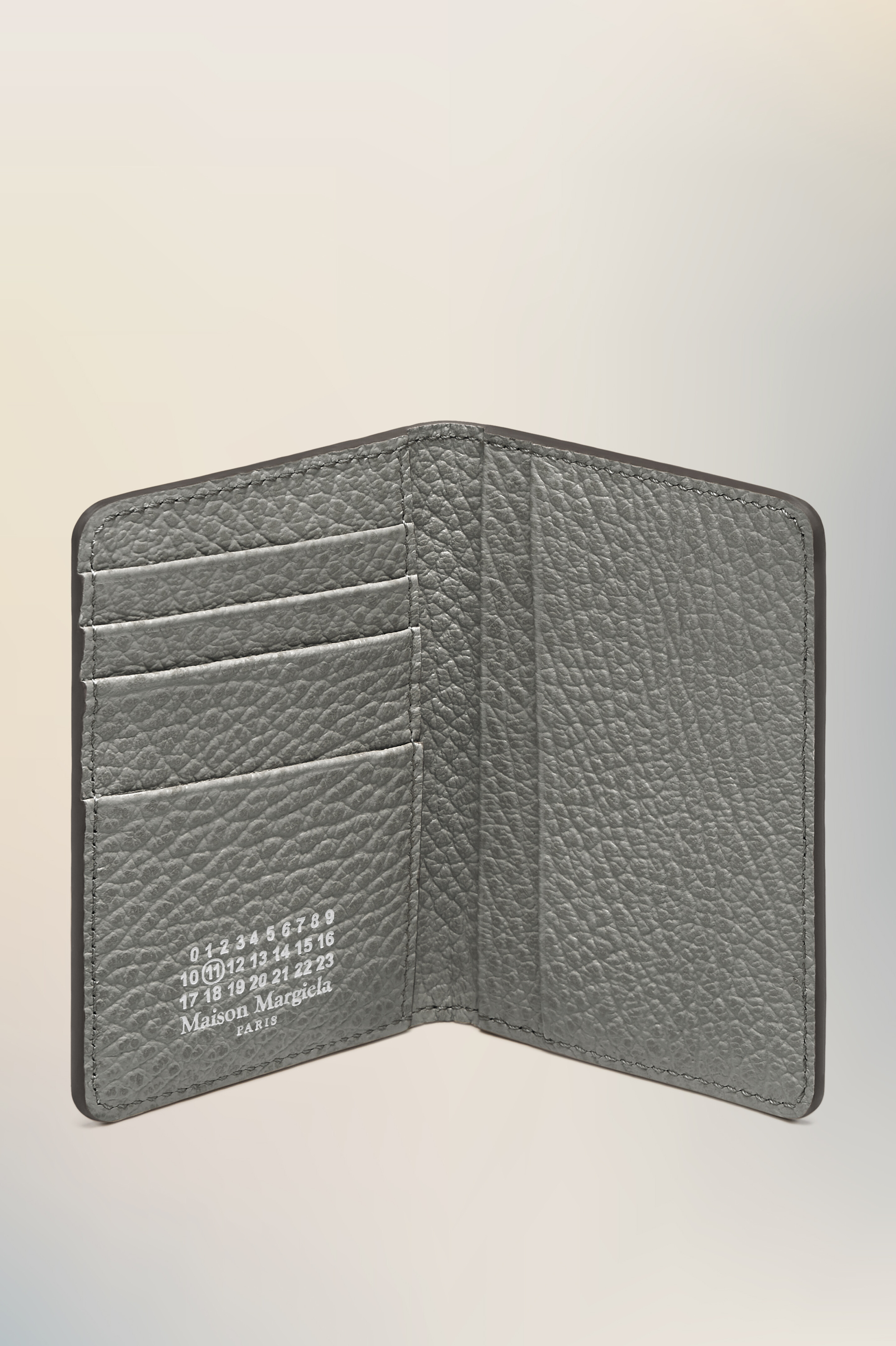 Porte-cartes Four stitches gris 100% cuir Gris caillou