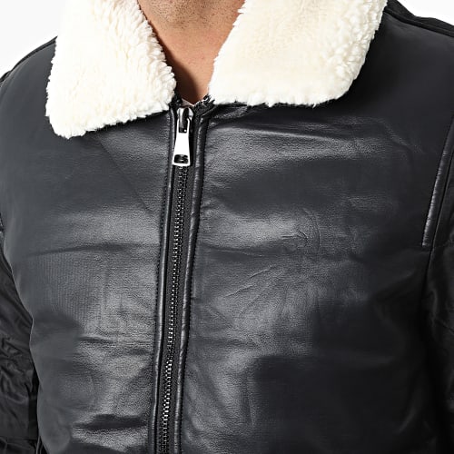 Veste Col Fourrure Noir