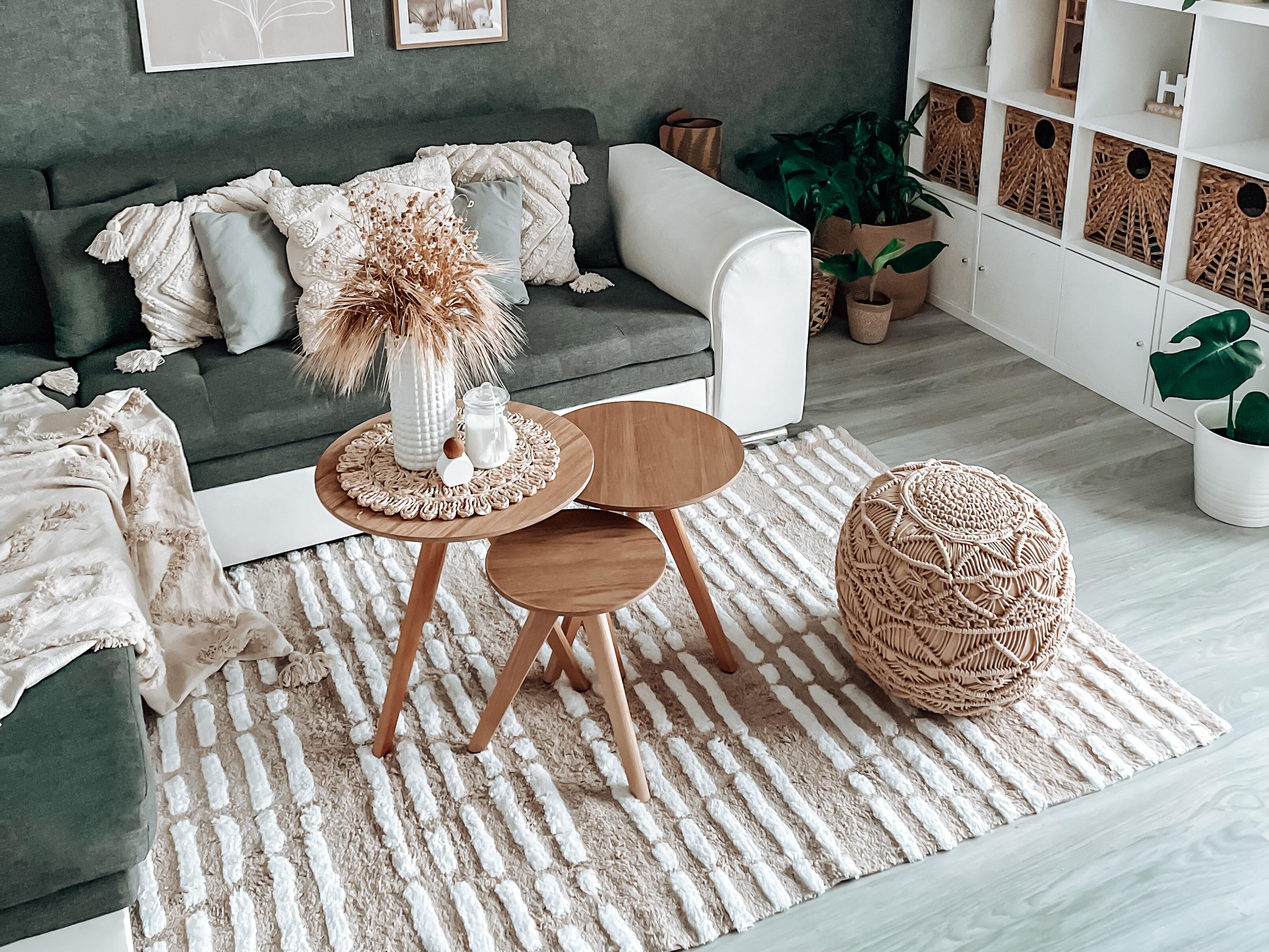 Vloerkleed AHIRLI Beige 120 x 180 cm Katoen