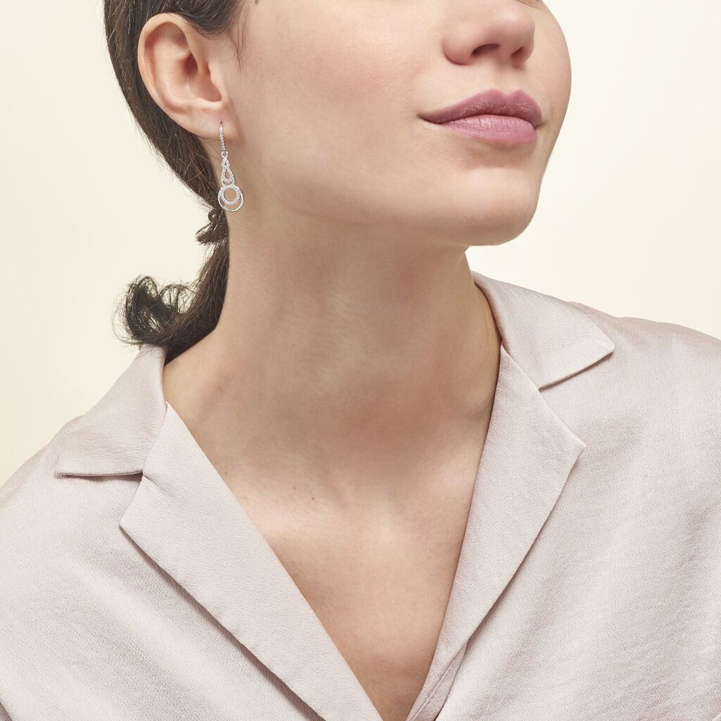 Boucles D'oreilles Pendantes Greta Argent Blanc