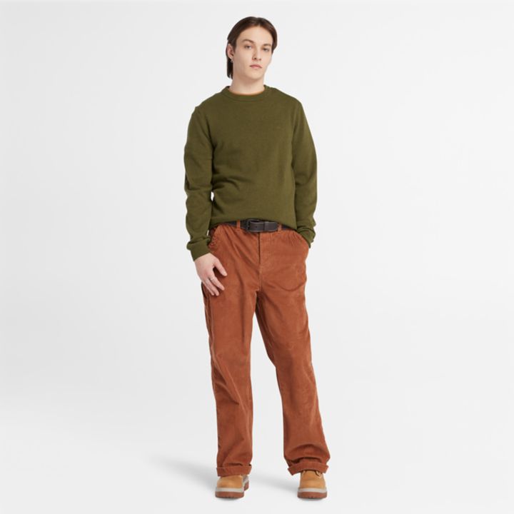 Suéter Cohas Brook de gola redonda para homens na cor verde escuro.