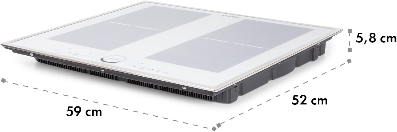 Klarstein Kochfeld, Glaskeramik, 4 Platten, Einbaukochfeld mit Touch-Display, Digitalanzeige und Timer-Funktion, Schnelles Aufheizen, 7000 Watt