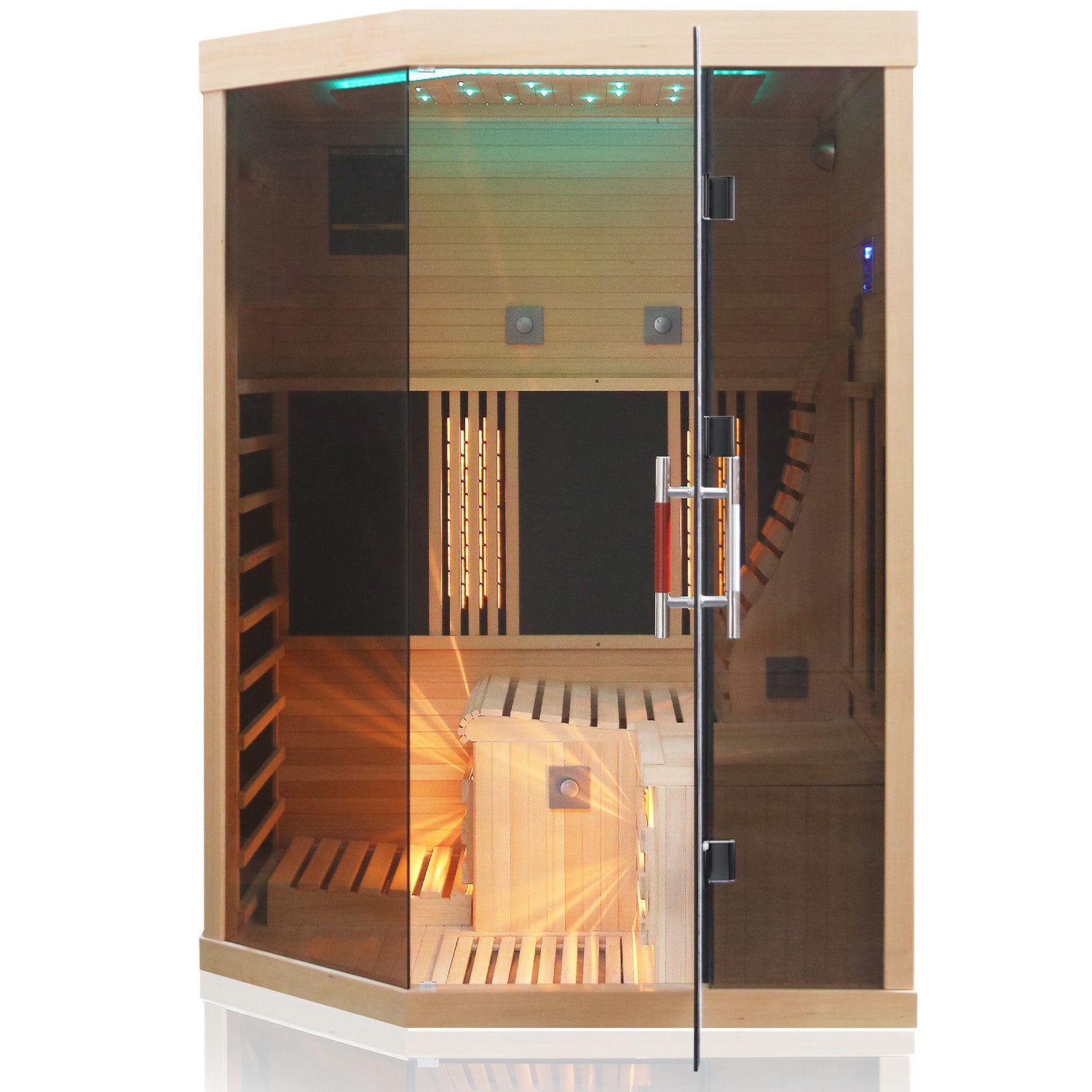 Dewello® Infrarotsauna Infrarotkabine OTTAWA 140x120cm 1-2 Person inkl. 6 Vollspektrumstrahler, 2 Karbonstrahler, 2 Personen