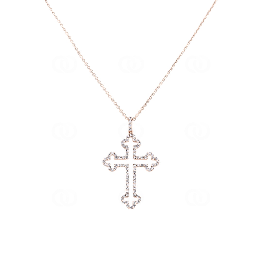 Collier mit Kreuzanhänger 750/18 K Roségold mit Diamanten 0.31 ct H/si