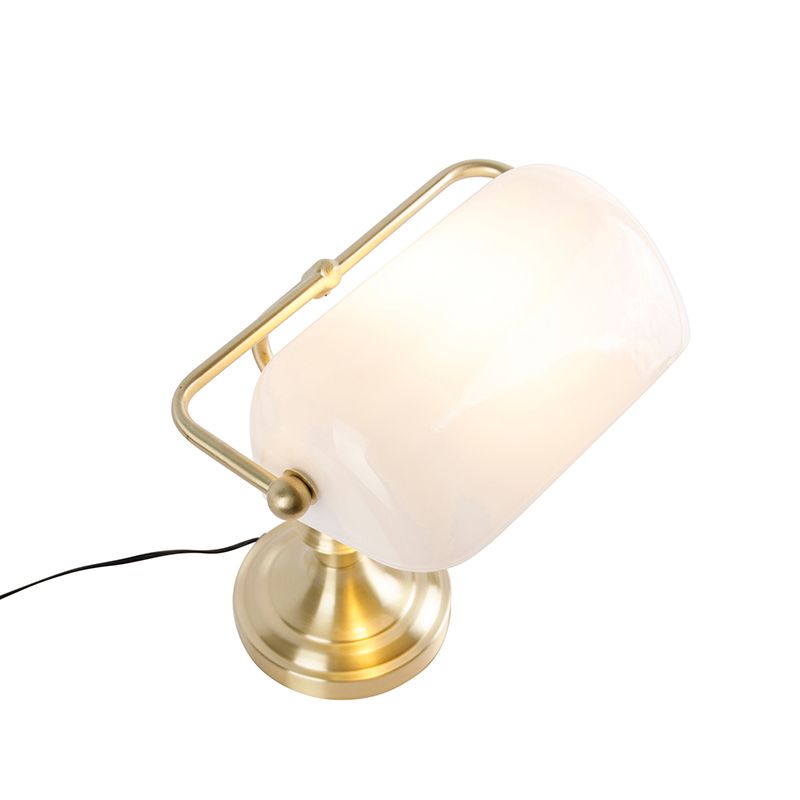 Klassieke notarislamp goud met opaal glas - Banker