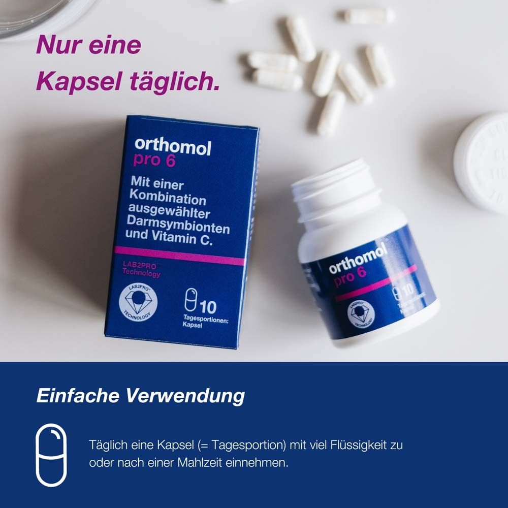Orthomol Pro 6 - mit einer Kombination ausgewählter Darmsymbionten und Vitamin C - Kapseln
