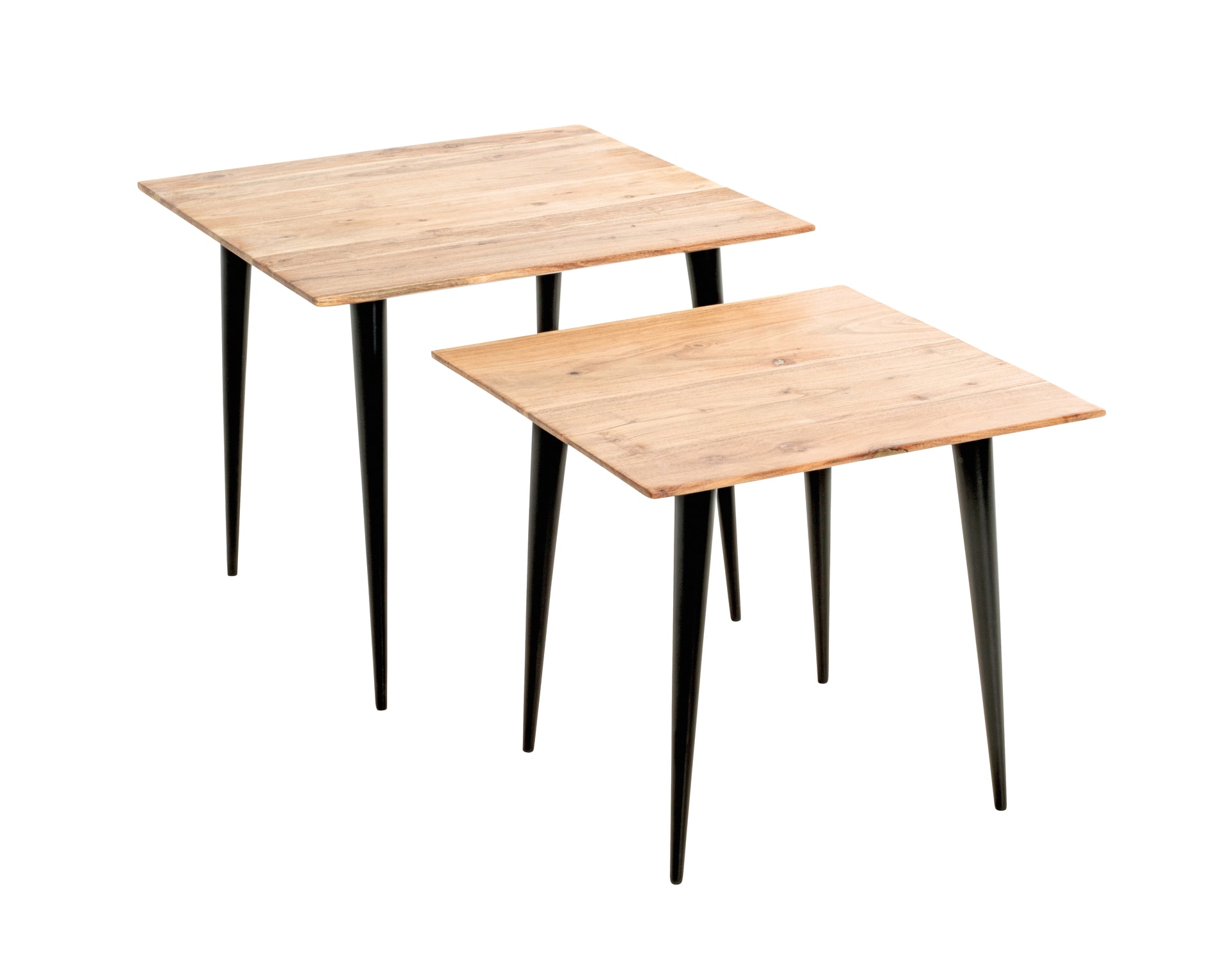 Beistelltisch 46 x 41 x 46 cm Akazie massiv natur/schwarz