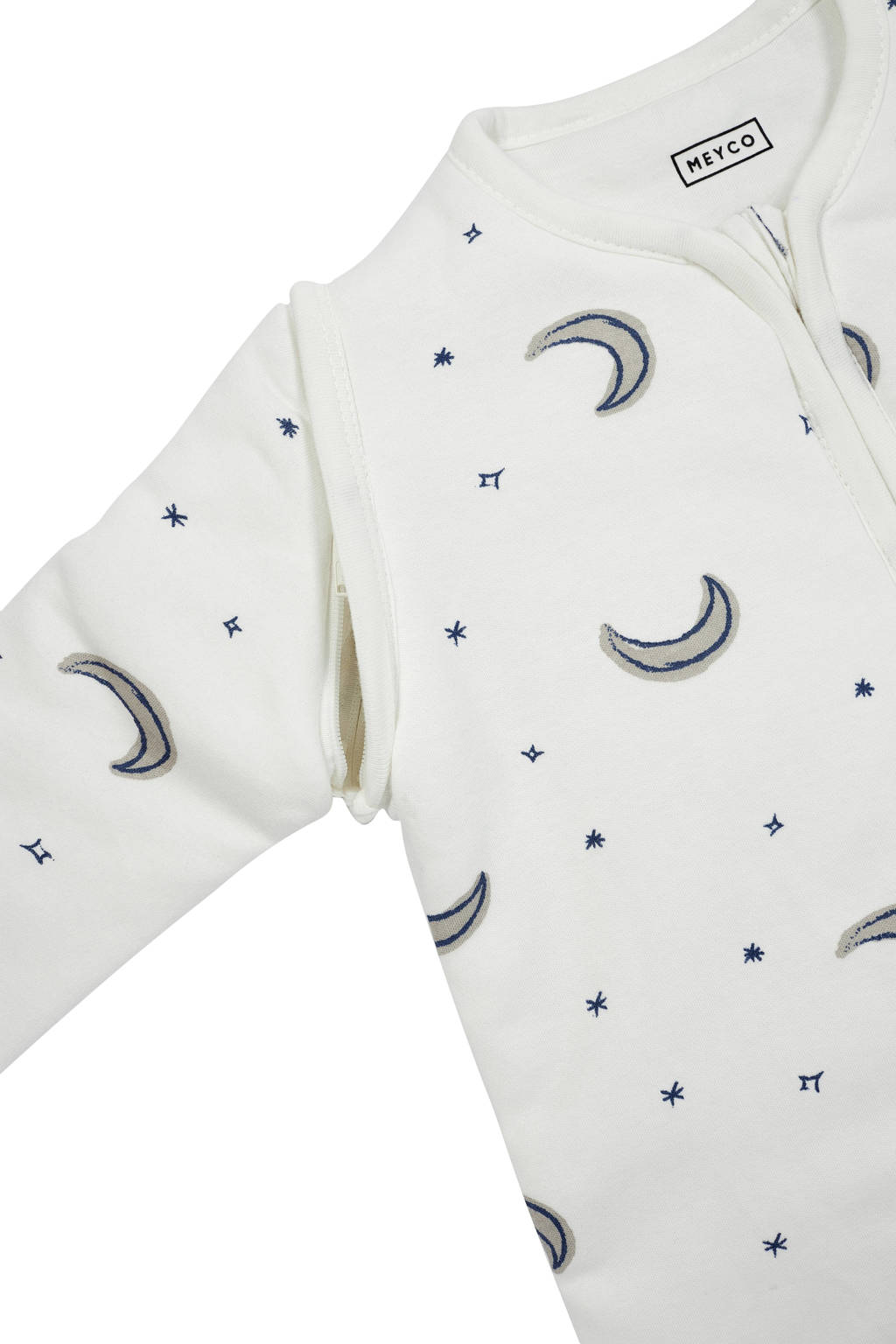baby slaapzak met afritsbare mouwen Moon wit/indigo