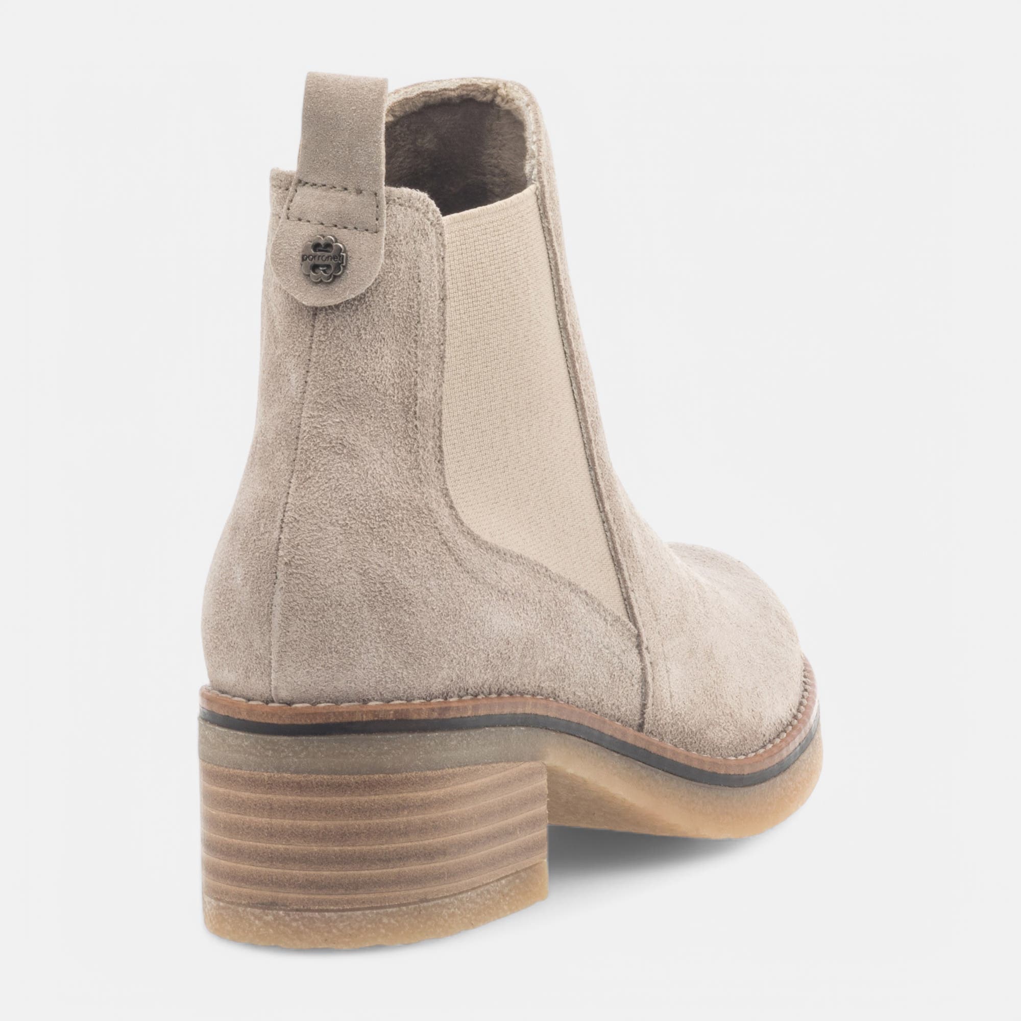 Boots à talon Femme en cuir beige