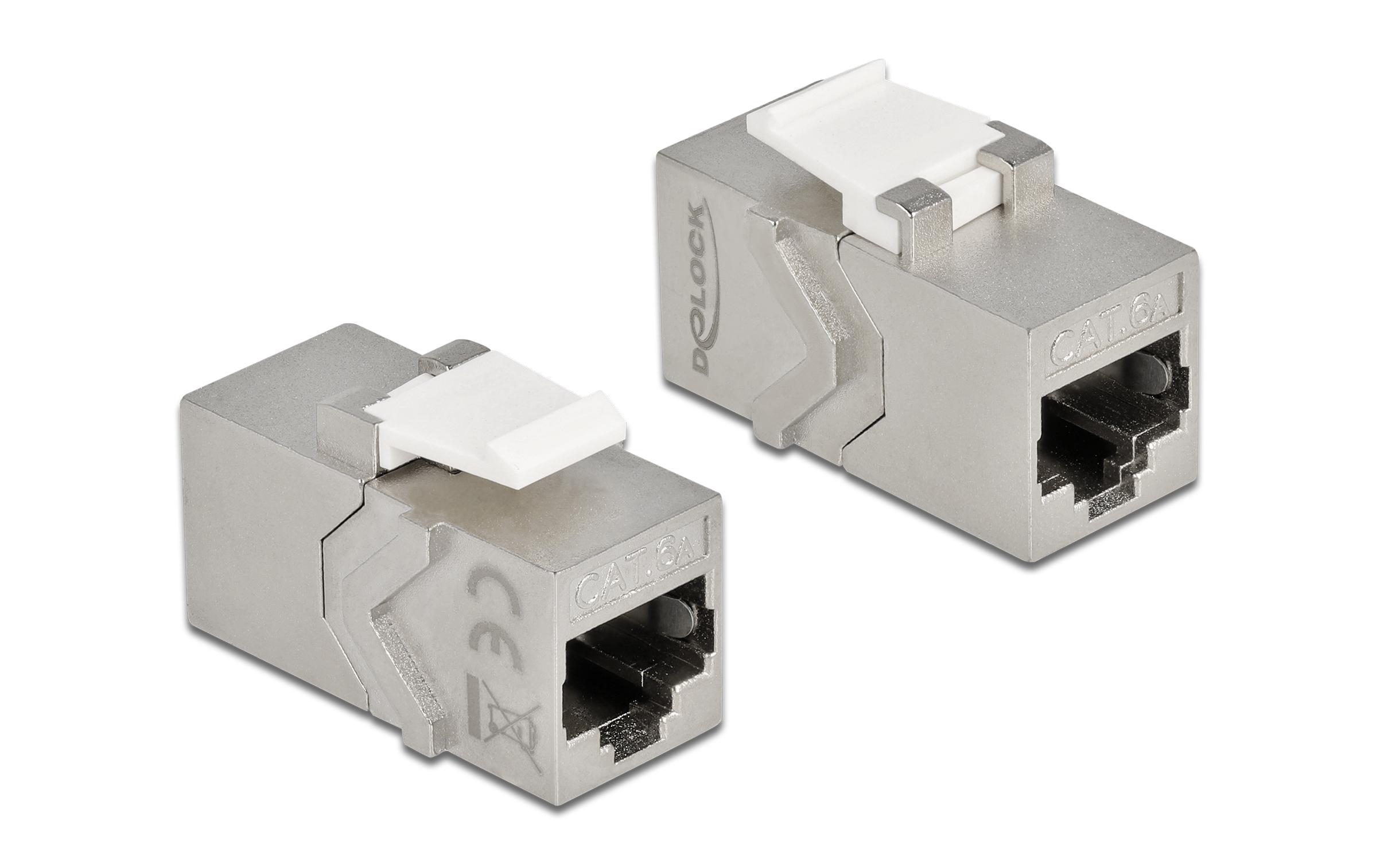 Keystone-Modul RJ45 - RJ45, Cat.6A geschirmt, 1 StückDelock Keystone Modul RJ45 Buchse zu RJ45 Buchse Cat.6A