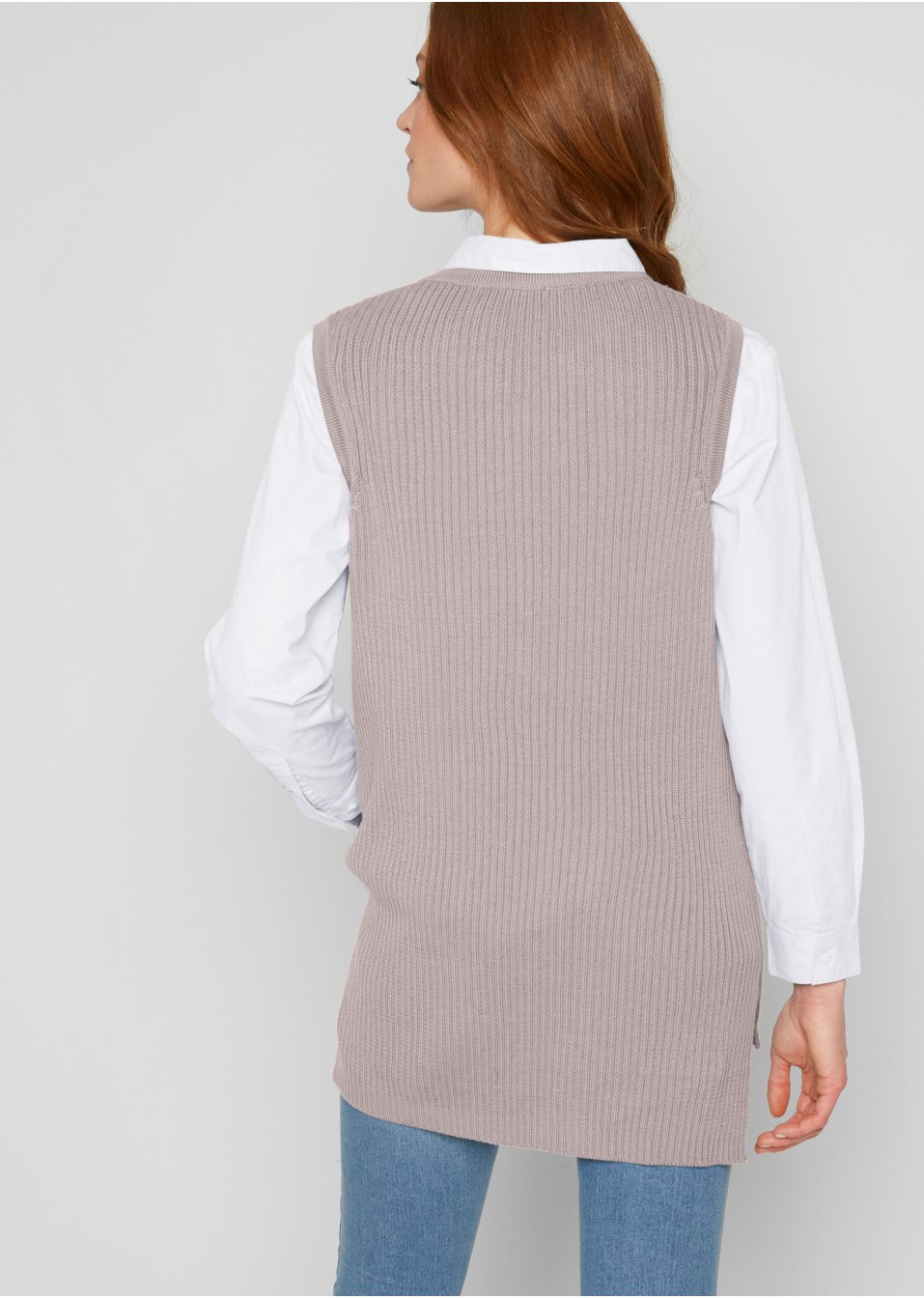 Pull sans manches style court-long