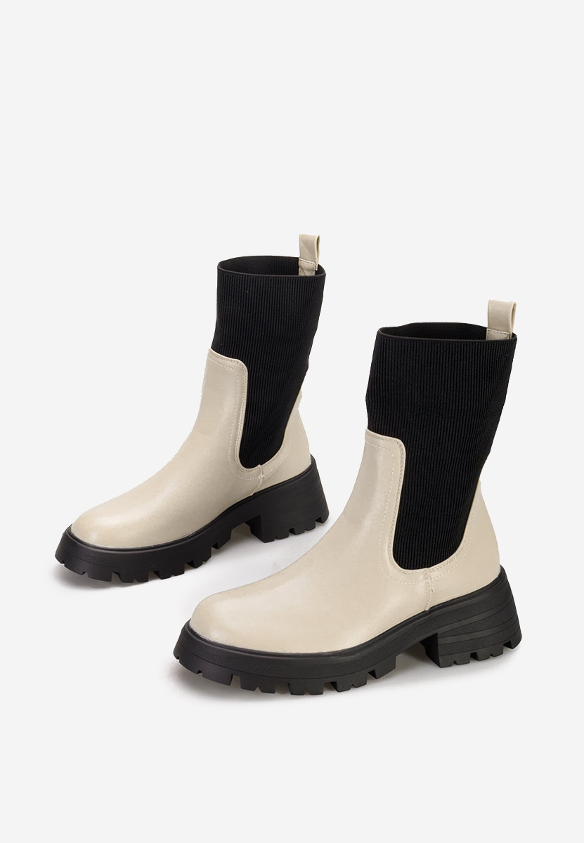 Bottines chaussettes beige Adrisana