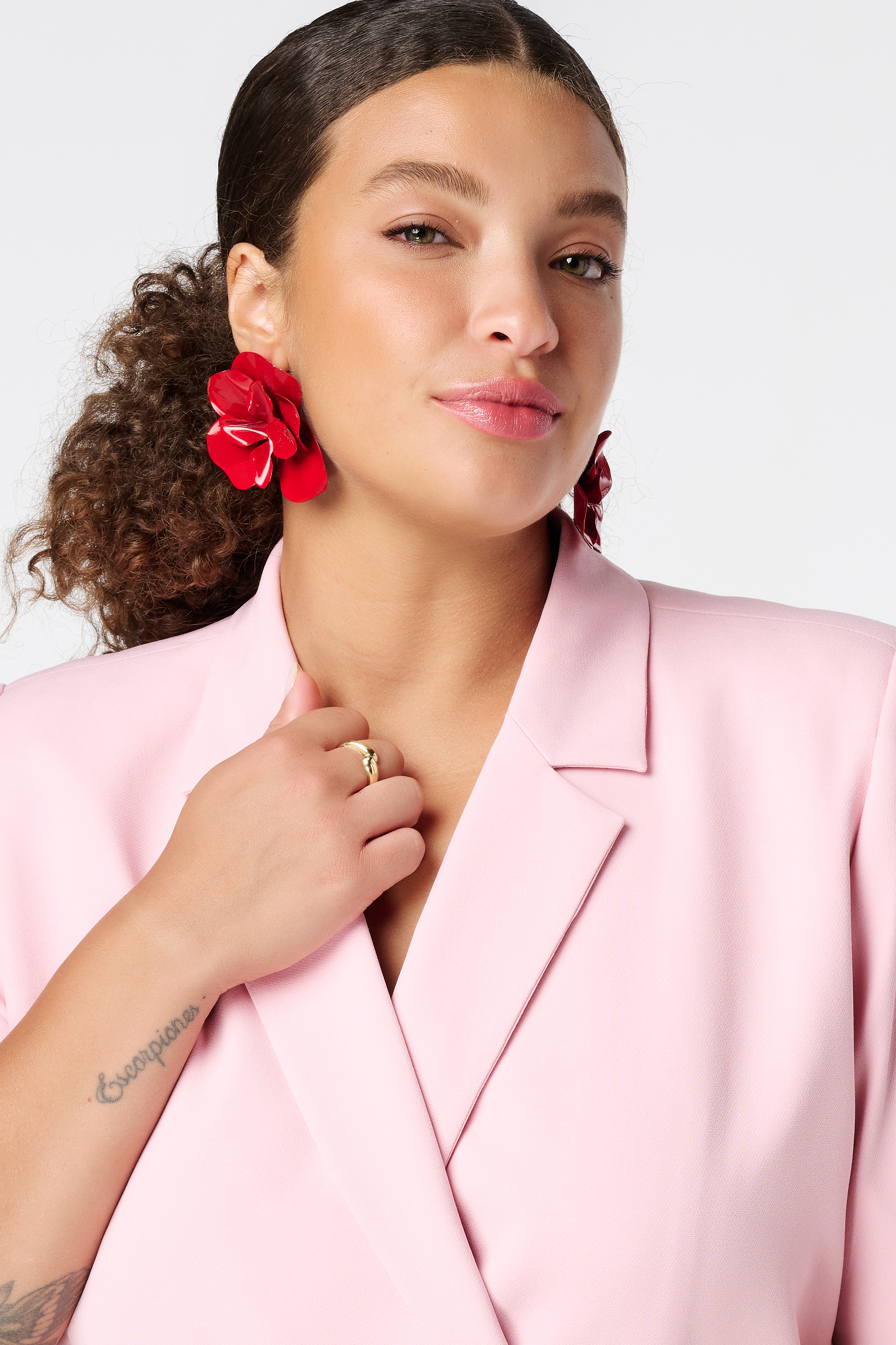 Overslag blazer korte mouwen Licht pink