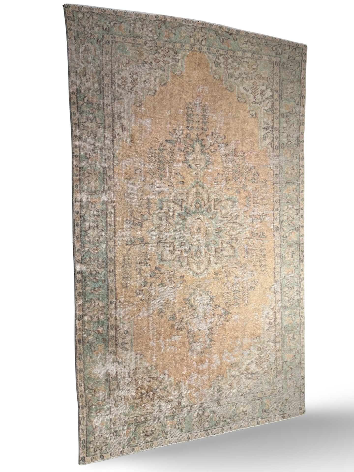 Vloerkleed wol/katoen geel/groen uniek Carpet wol/katoen geel/groen uniek.