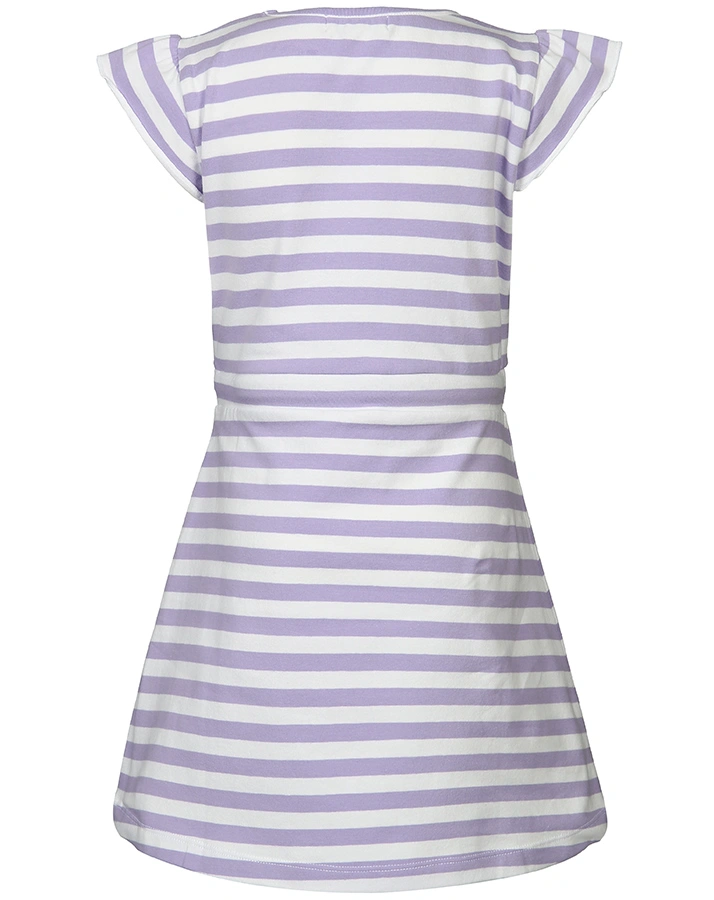 Kurzarm-Kleid LOVE DETAIL gestreift in lavendel/weiß