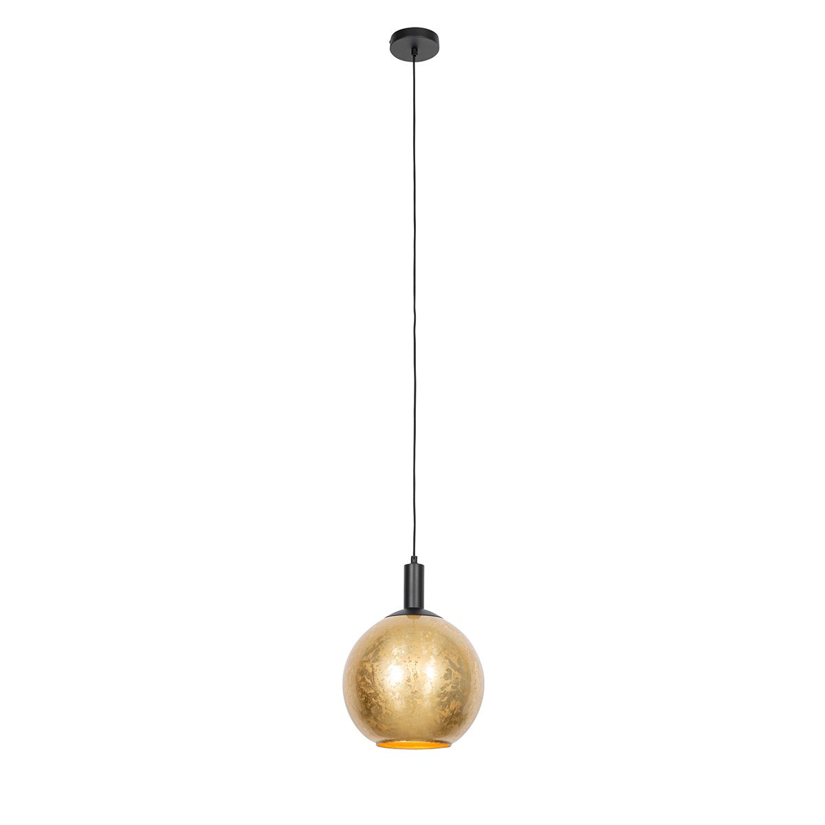 Design hanglamp zwart met goud glas - Bert