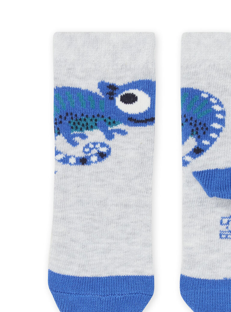 Chaussettes gris chiné à motif caméléon