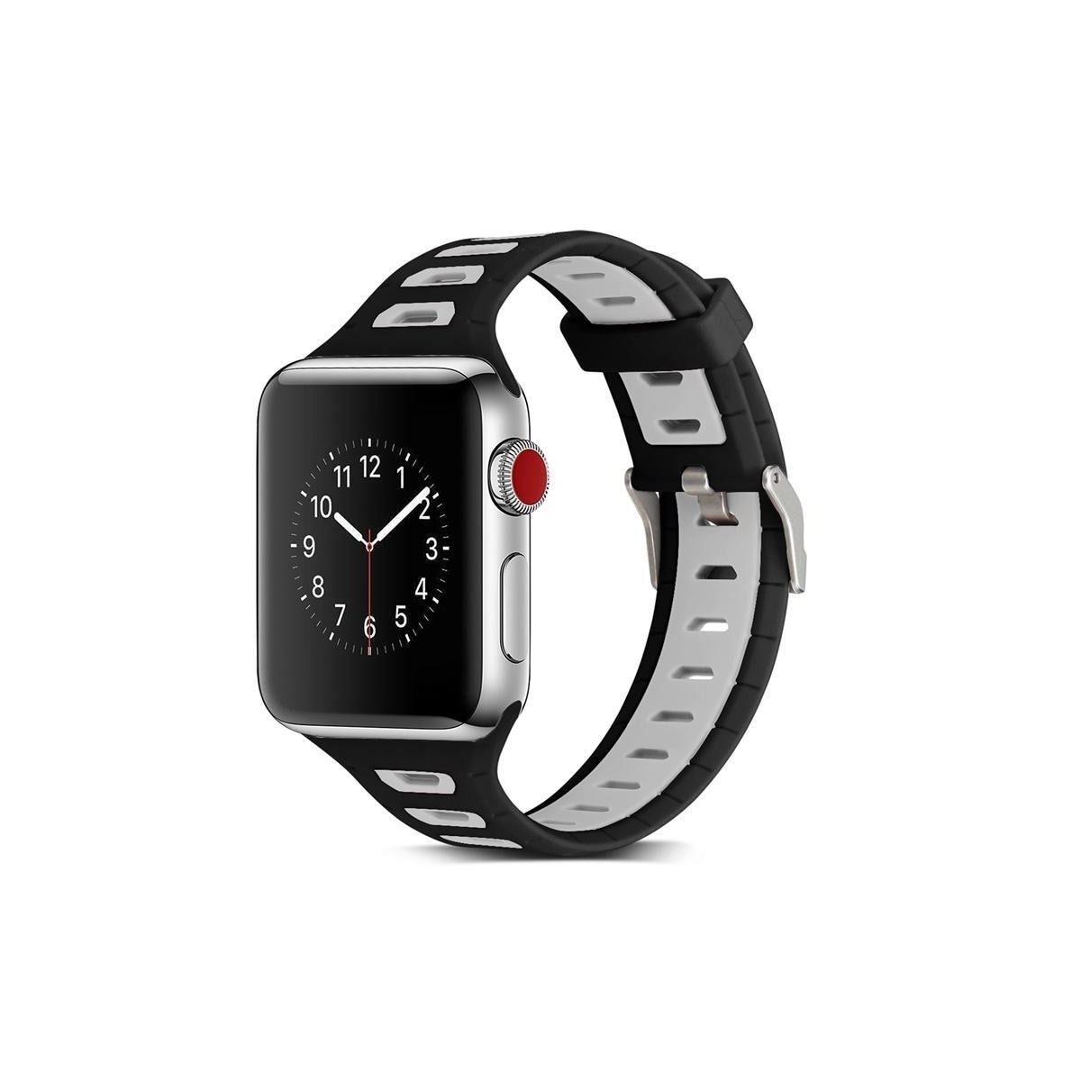 Silikon Klokkearmbånd kompatibelt med Apple Watch, 42mm, Svart, Grå