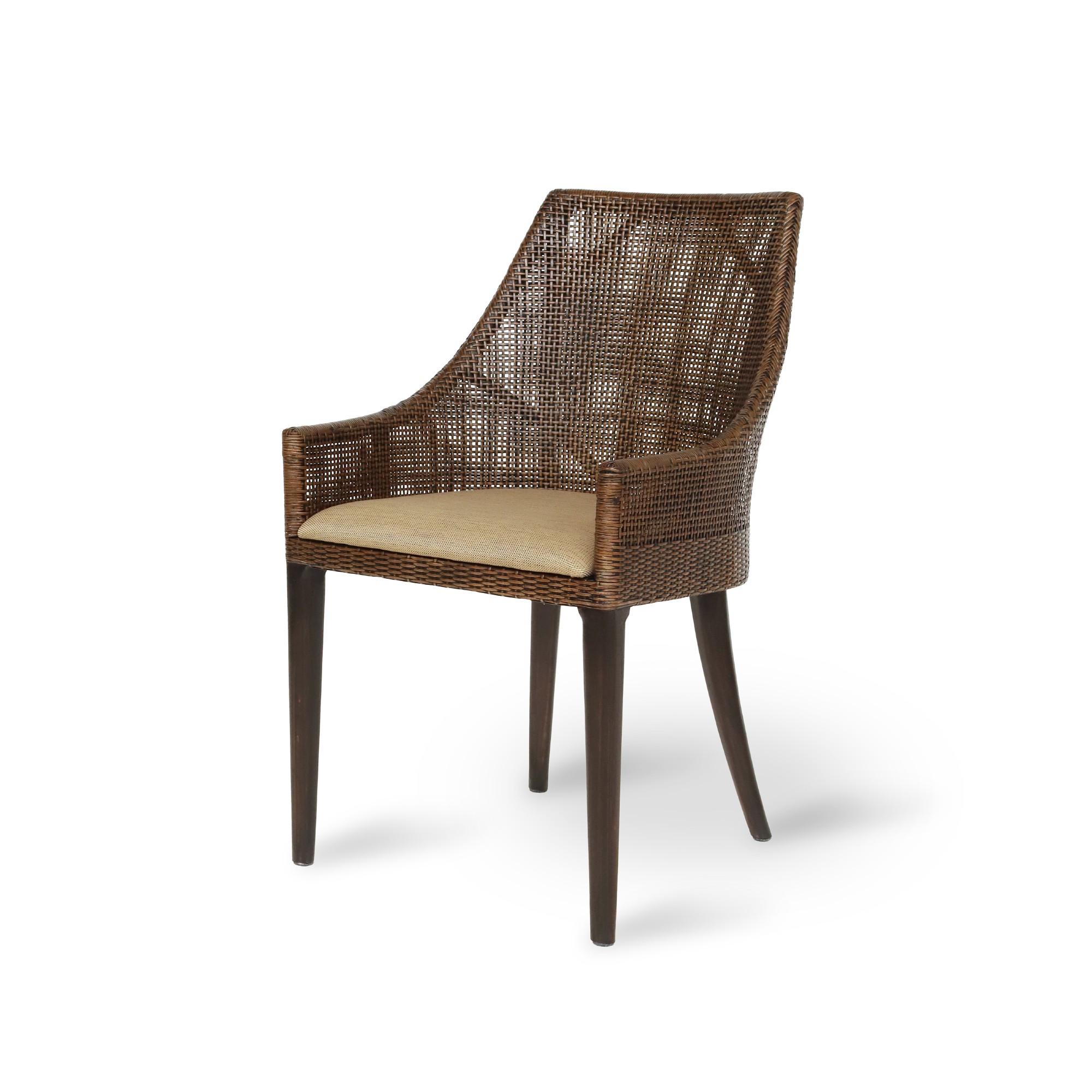Armsessel 'Dimanche', Rattan und Mahagony, B 53 cm, H 88 cm, L 56 cm von fischer's lagerhaus