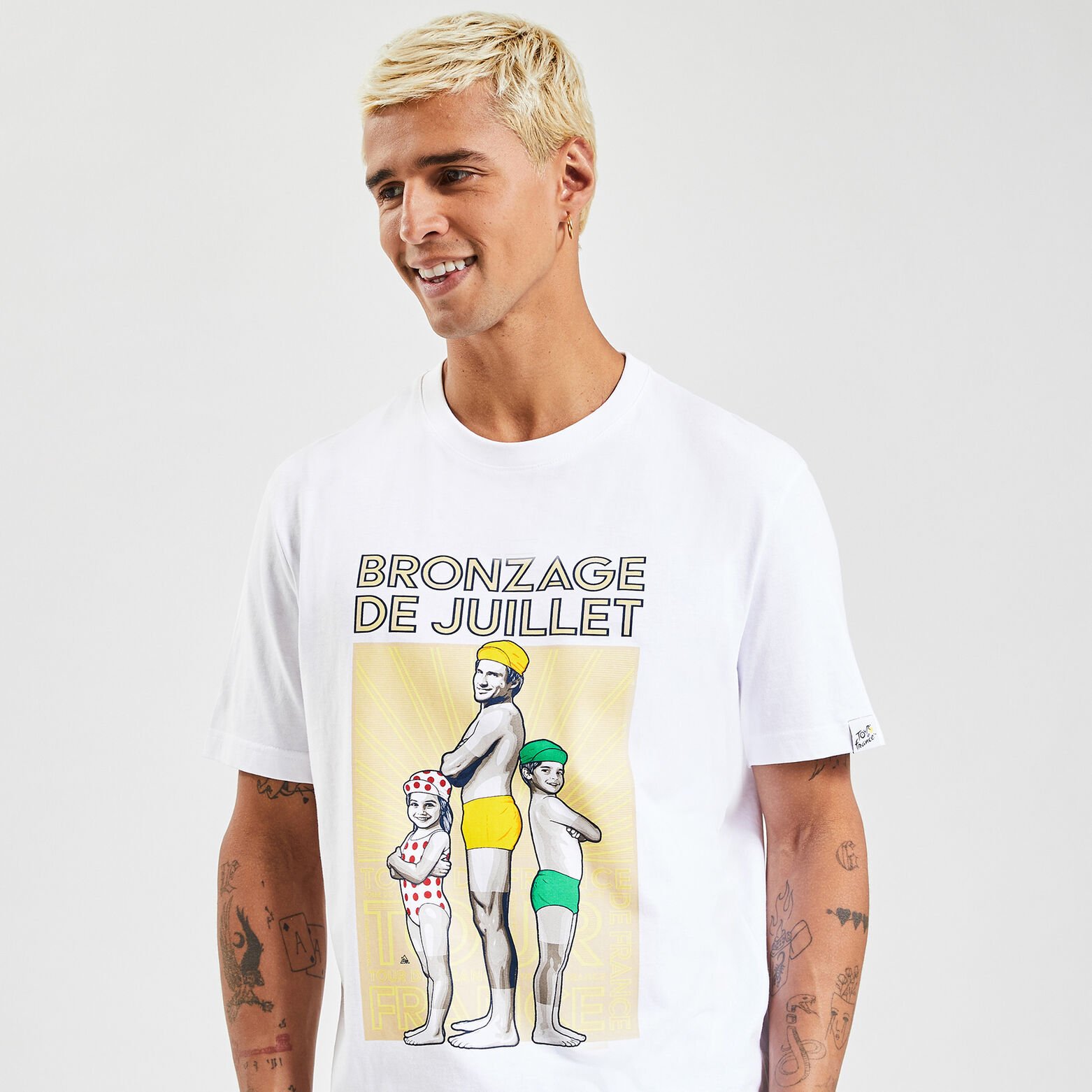 Tee shirt col rond licence Tour de France Blanc