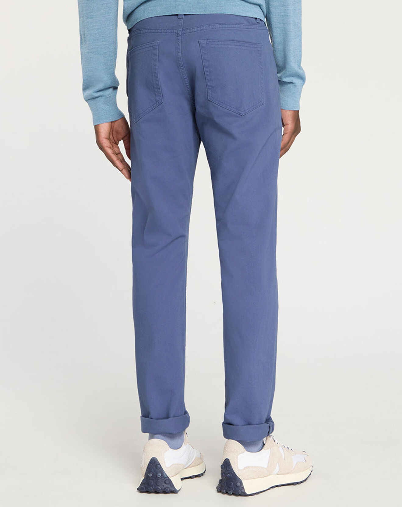 Galeries Lafayette Pantalon en Coton stretch Kuflex bleu vintage