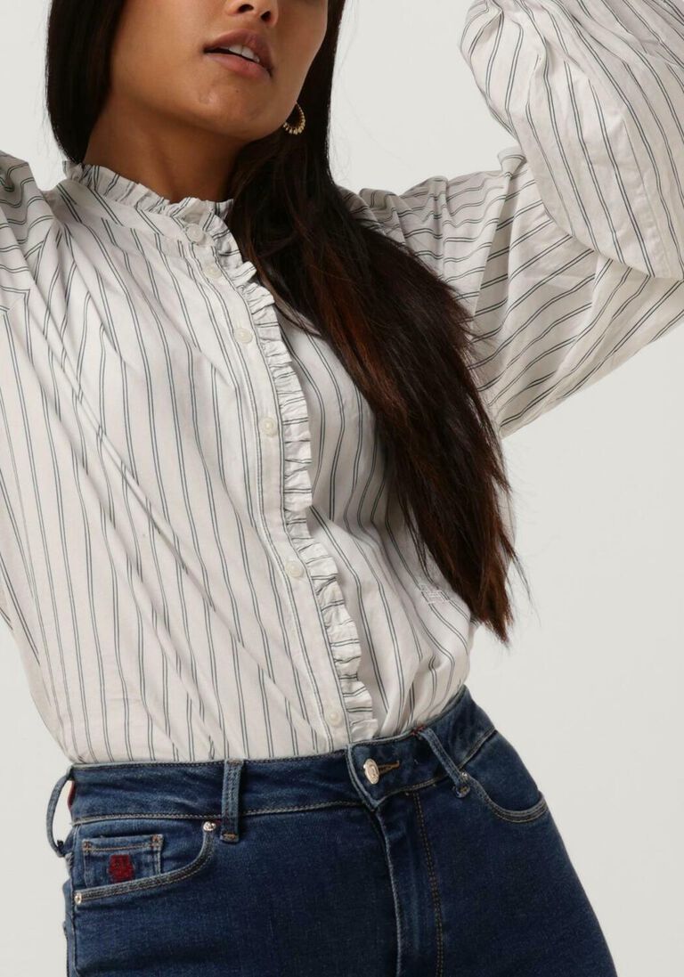 TOMMY HILFIGER beige tommy hilfiger blouse co pinstripe feminine blouse ls
