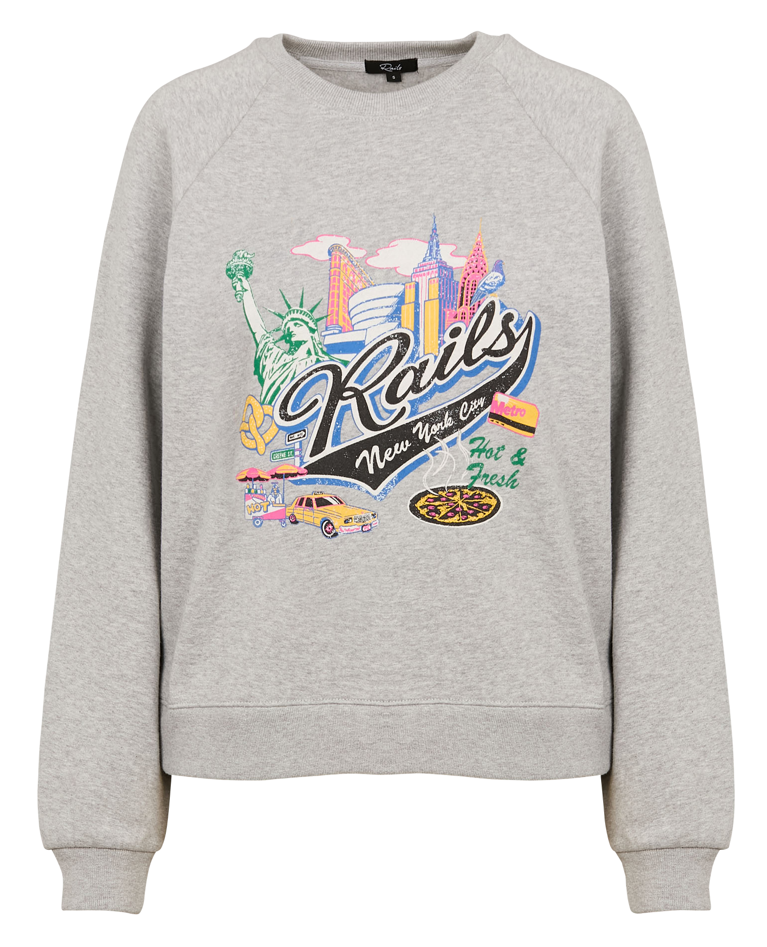 VINTAGE RAGLAN - Sweat droit col rond sérigraphié en coton | Gris