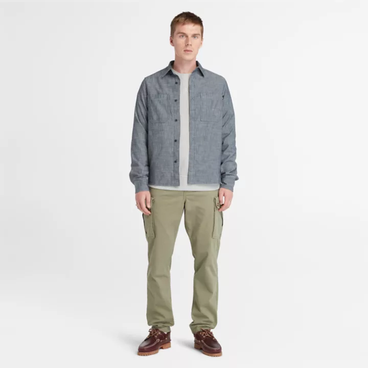 Chemise en chambray pour homme en bleu foncé