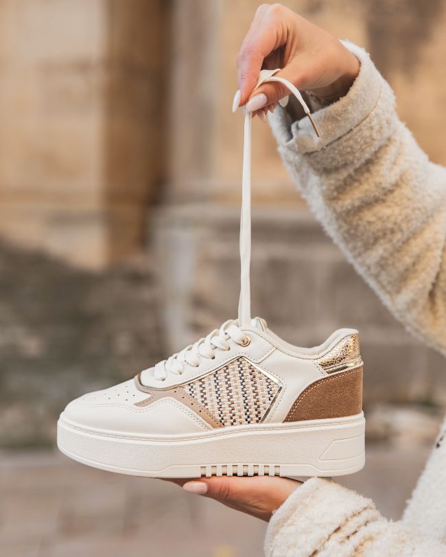 Basket femme taupe à lacets - Doriane