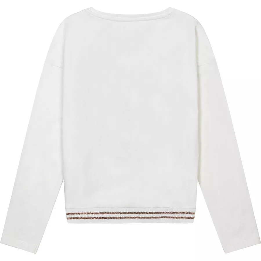 MINOTI Longsleeve mit Glitzersaum Cremeweiß