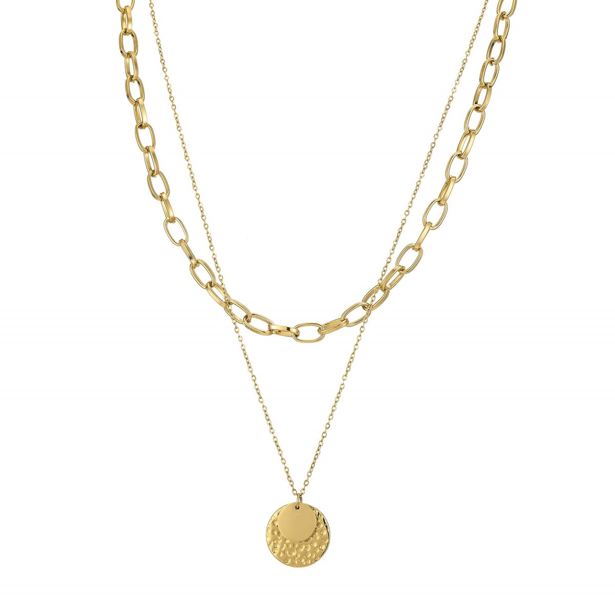 Collier Tania double rangs acier doré or