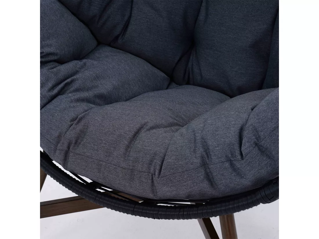 Fauteuil de jardin oeuf sur pied en rotin synthétique 142 cm noir