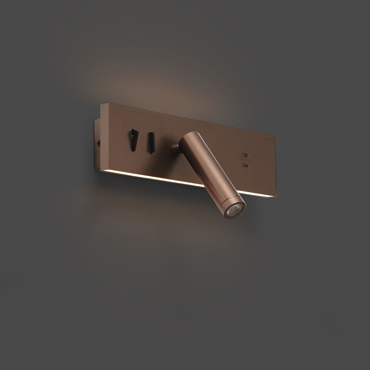 Moderne wandlamp donkerbrons verstelbaar met USB-C incl. LED - Modric