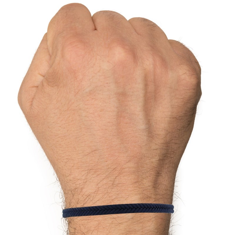 Bracelet Homme Tresse en Coton Bleu Foncé - taille 19 cm