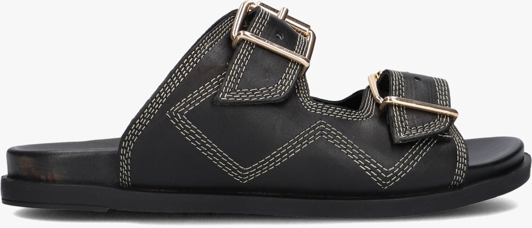 zwarte lina locchi slippers led 2 band slipper met stiksels