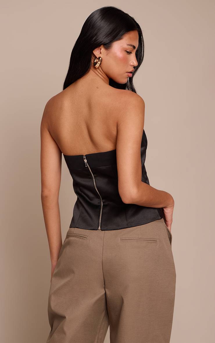 Noir Corset Bustier Bandeau En Mousseline