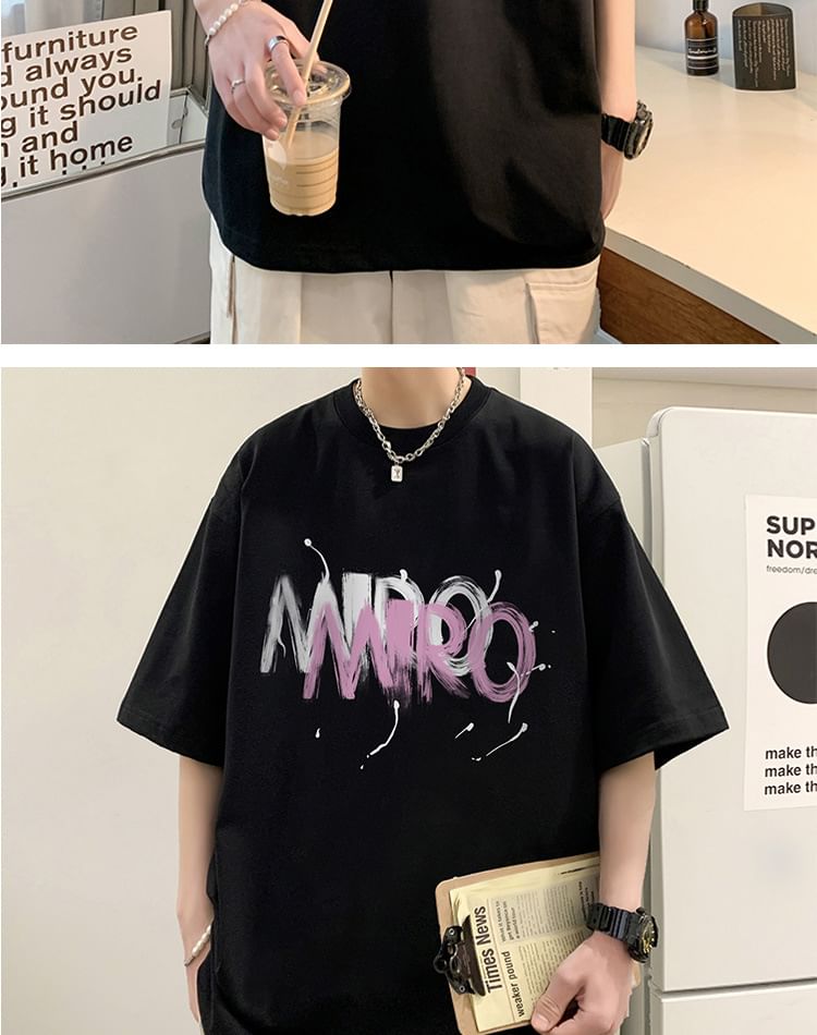 farrahces - T-shirt met korte mouwen, ronde hals en belettering