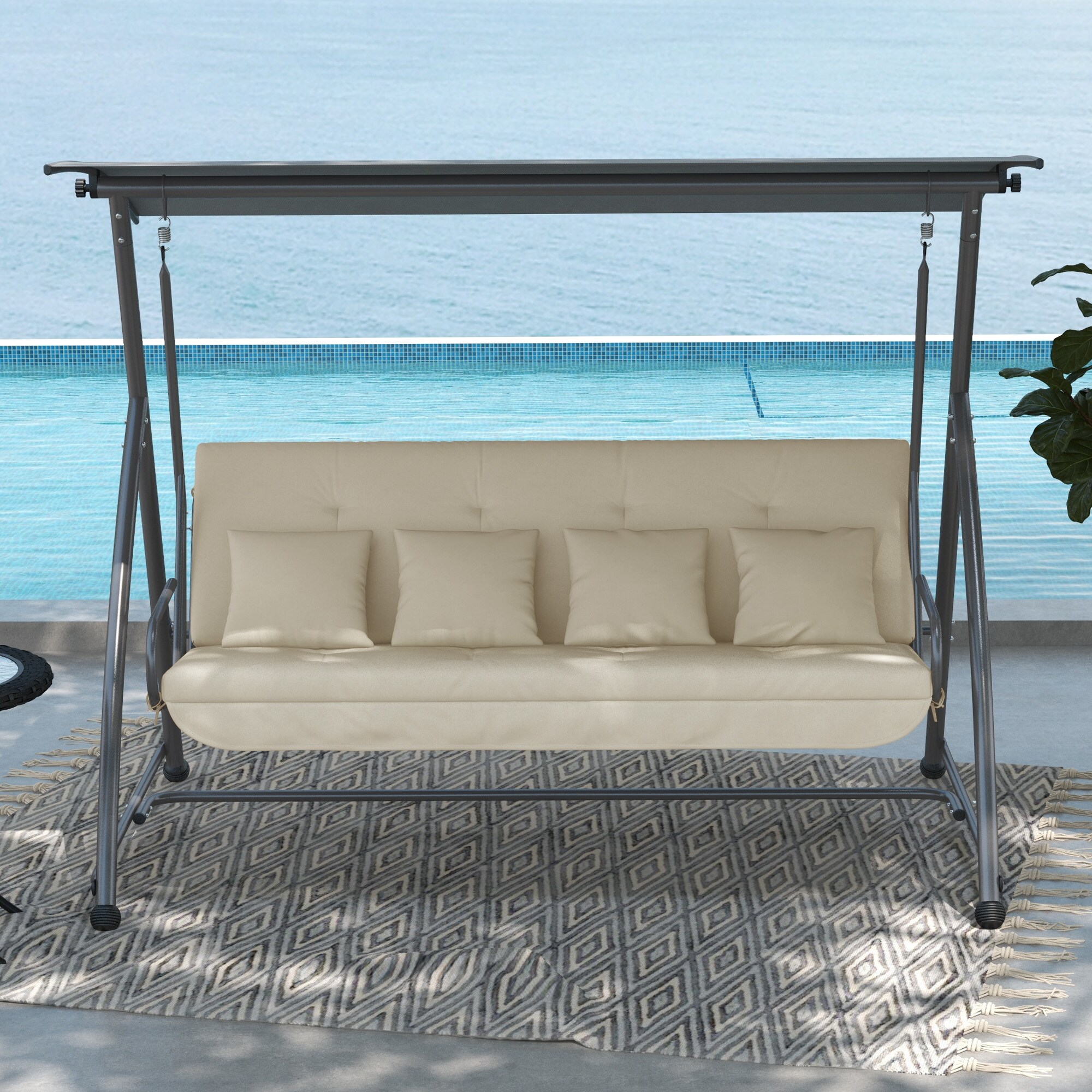 Outsunny Sitzkissen mit 6 Bändern 170L x 100B x 8H cm