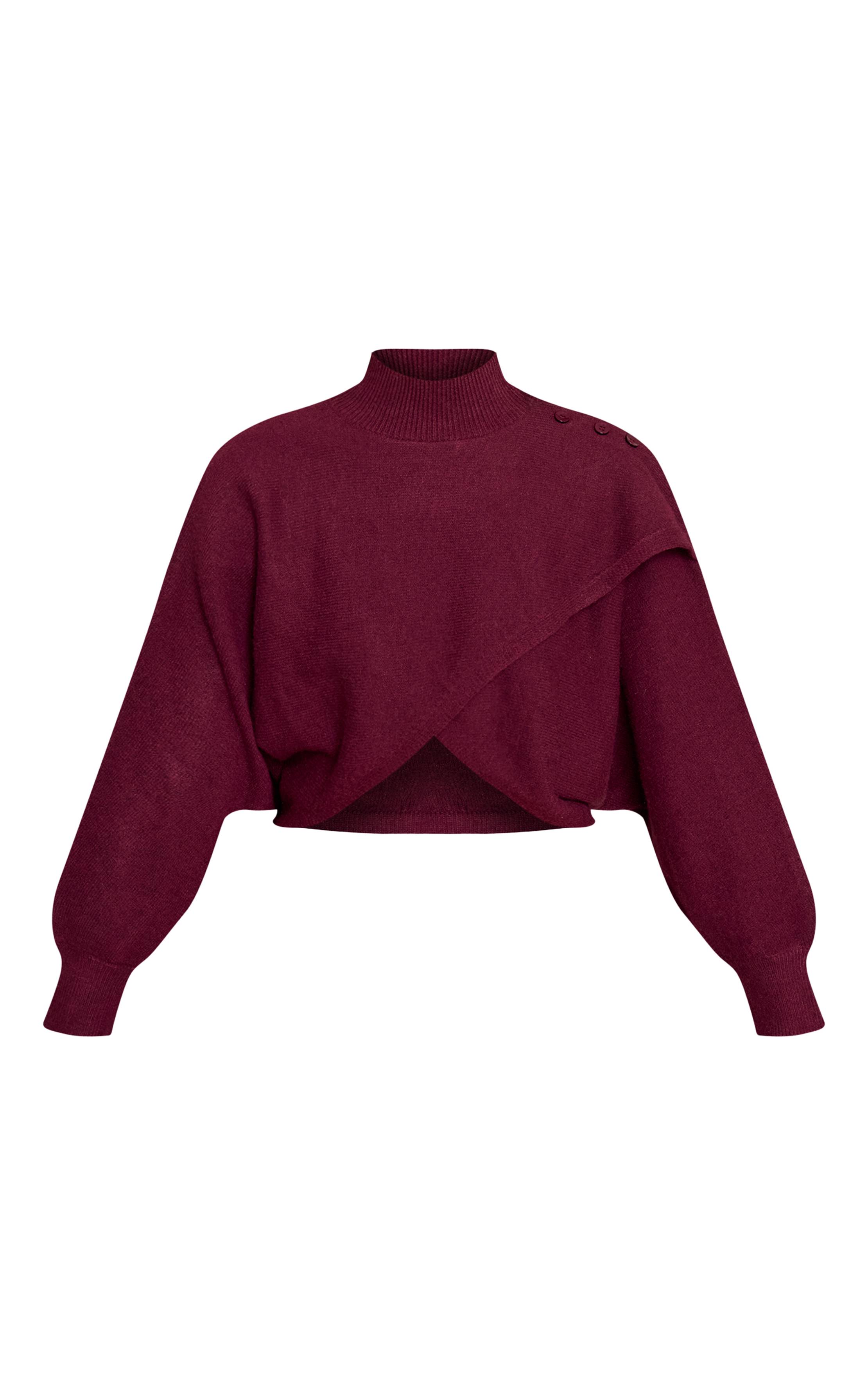 Rouge Bordeaux Synthétiquell En Maille Cache-cœur