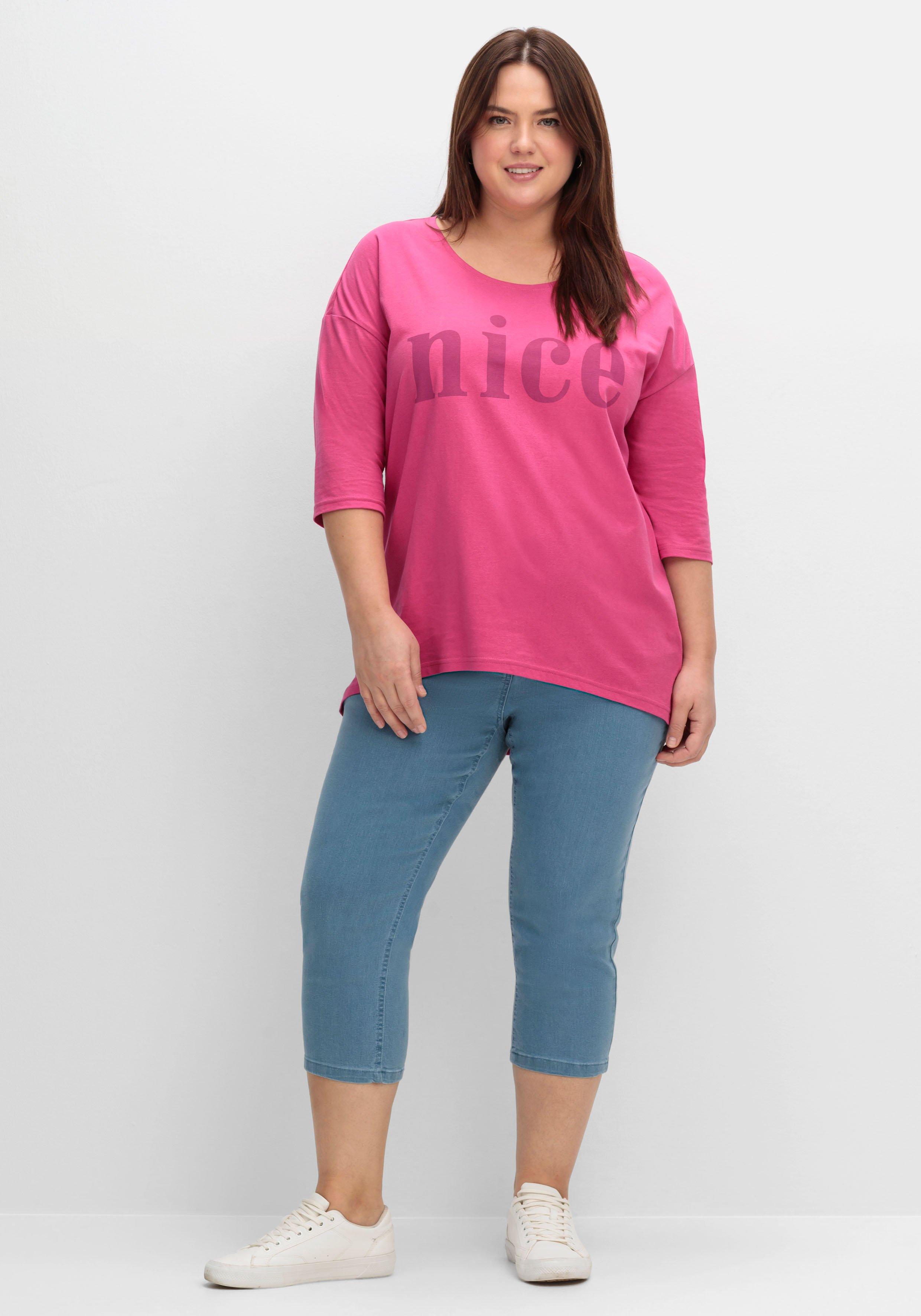 3/4-Arm-Shirt mit Wordingprint, leicht oversized