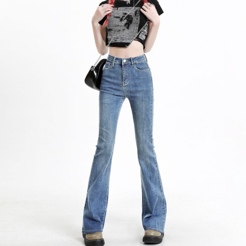OGAWA - High Rise Washed Flared Jeans