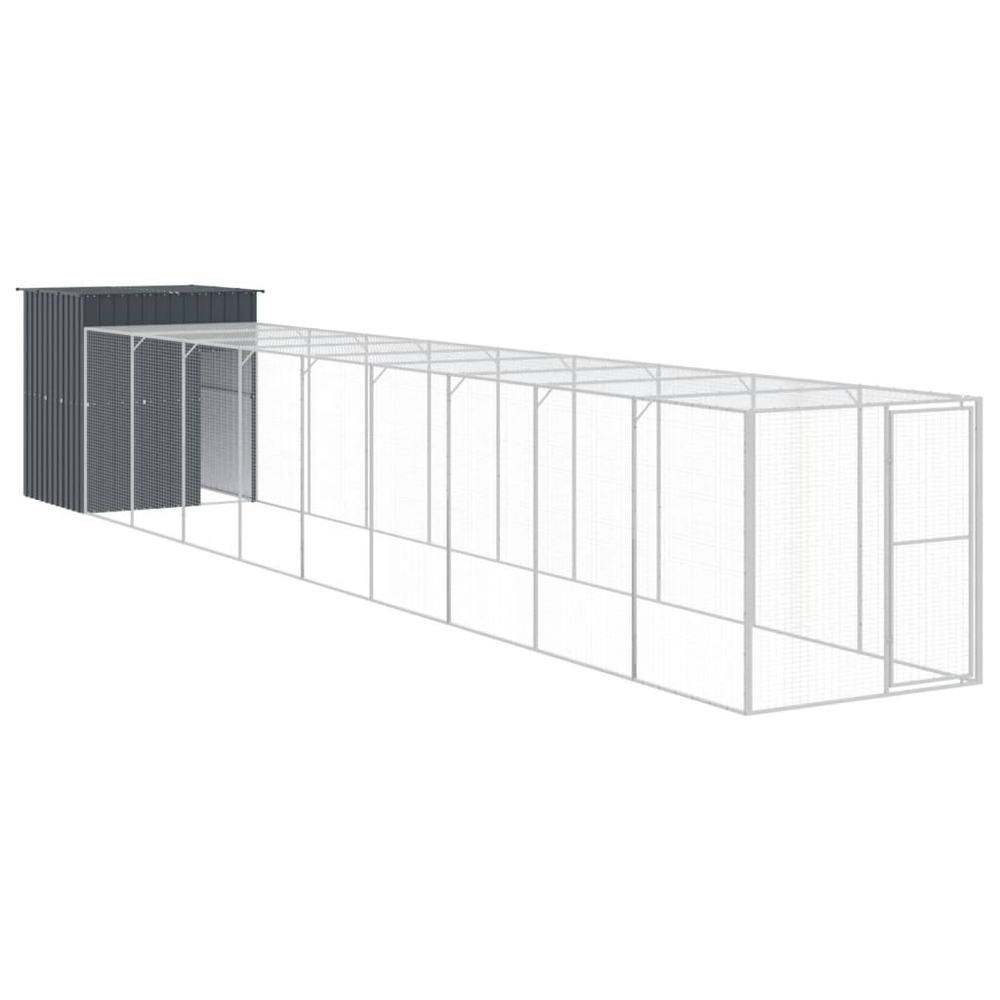 Poulailler avec cour anthracite 165x1067x181 cm acier galvanisé