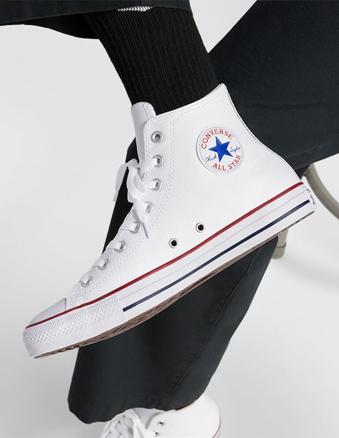 converse Sneakers Femme Chuck Taylor Hi White Cuir