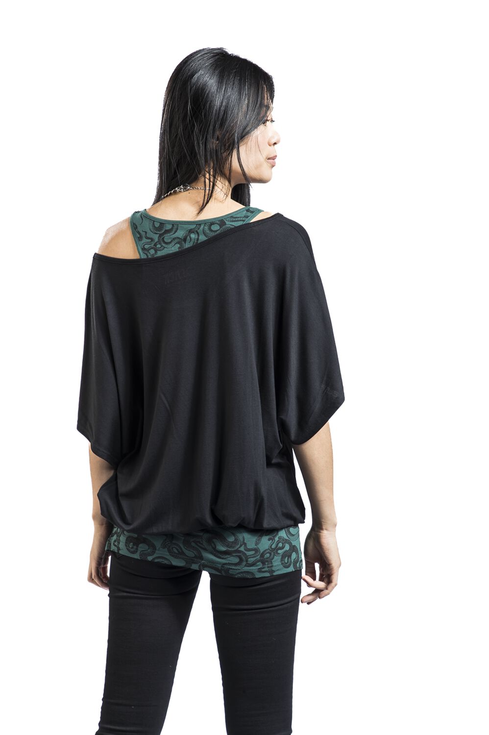 Robe 2-En-1 - Imprimé Serpent | Black Premium by EMP T-Shirt Manches courtes