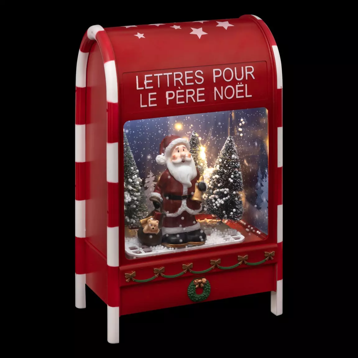 Boule à neige lumineuse 12 LED (H40 cm) Boîte aux lettres du Père Noël